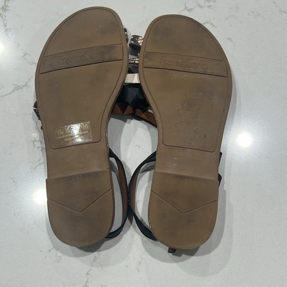 Franco Sarto black/white/snake-print Sandals with Toe & Back Strap Size 7.5 - Picture 6 of 6